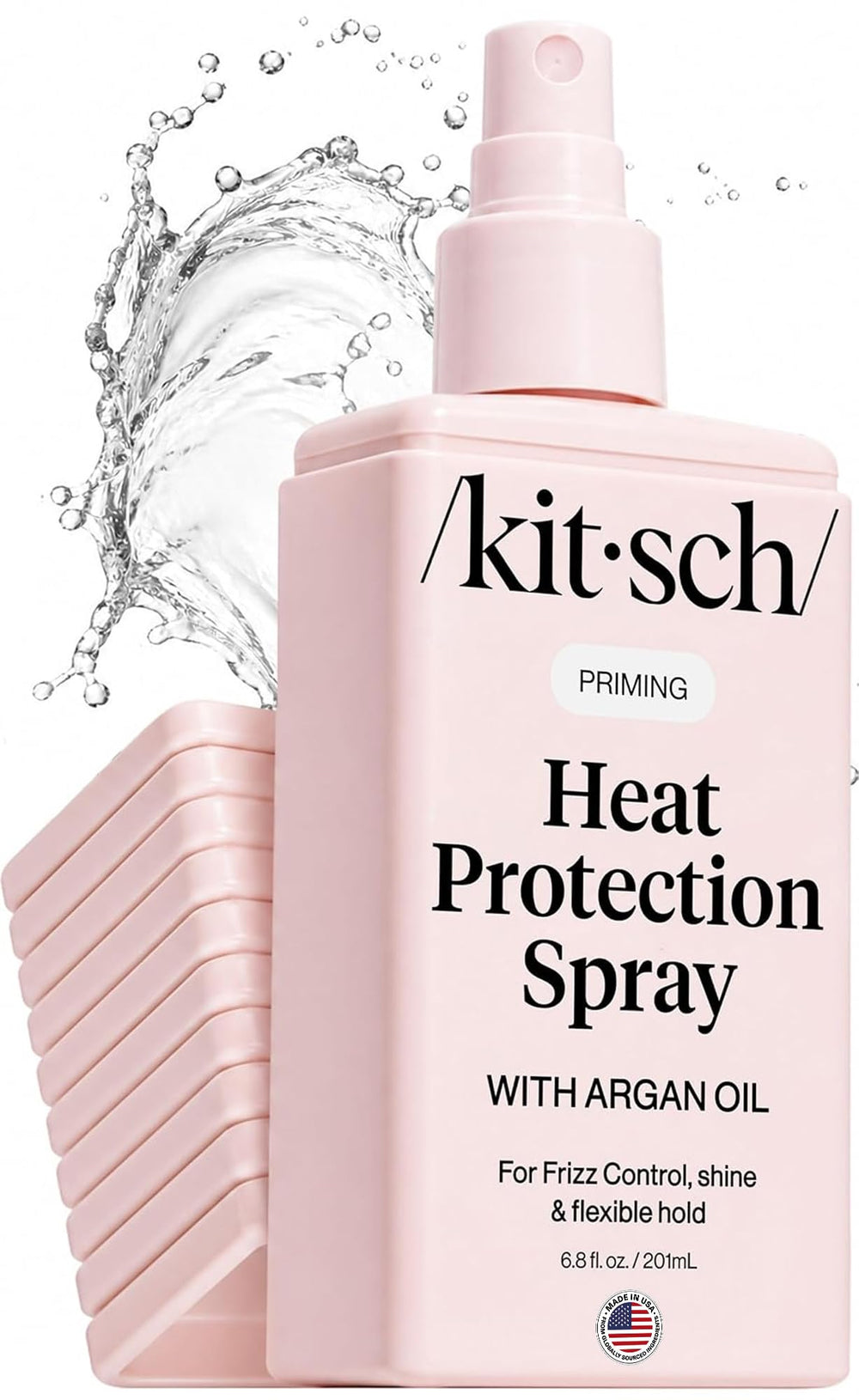 Kitsch bottle front view showing label and size for easy identification and benefit
