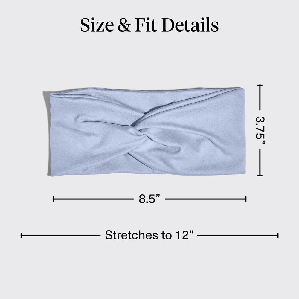 Kitsch headband side profile demonstrating stretch and gentle hold