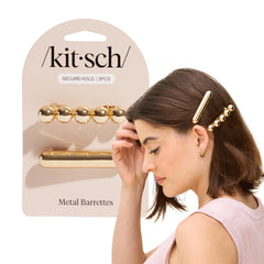 Kitsch gold cloud barrette front view shows elegant detail and easy styling