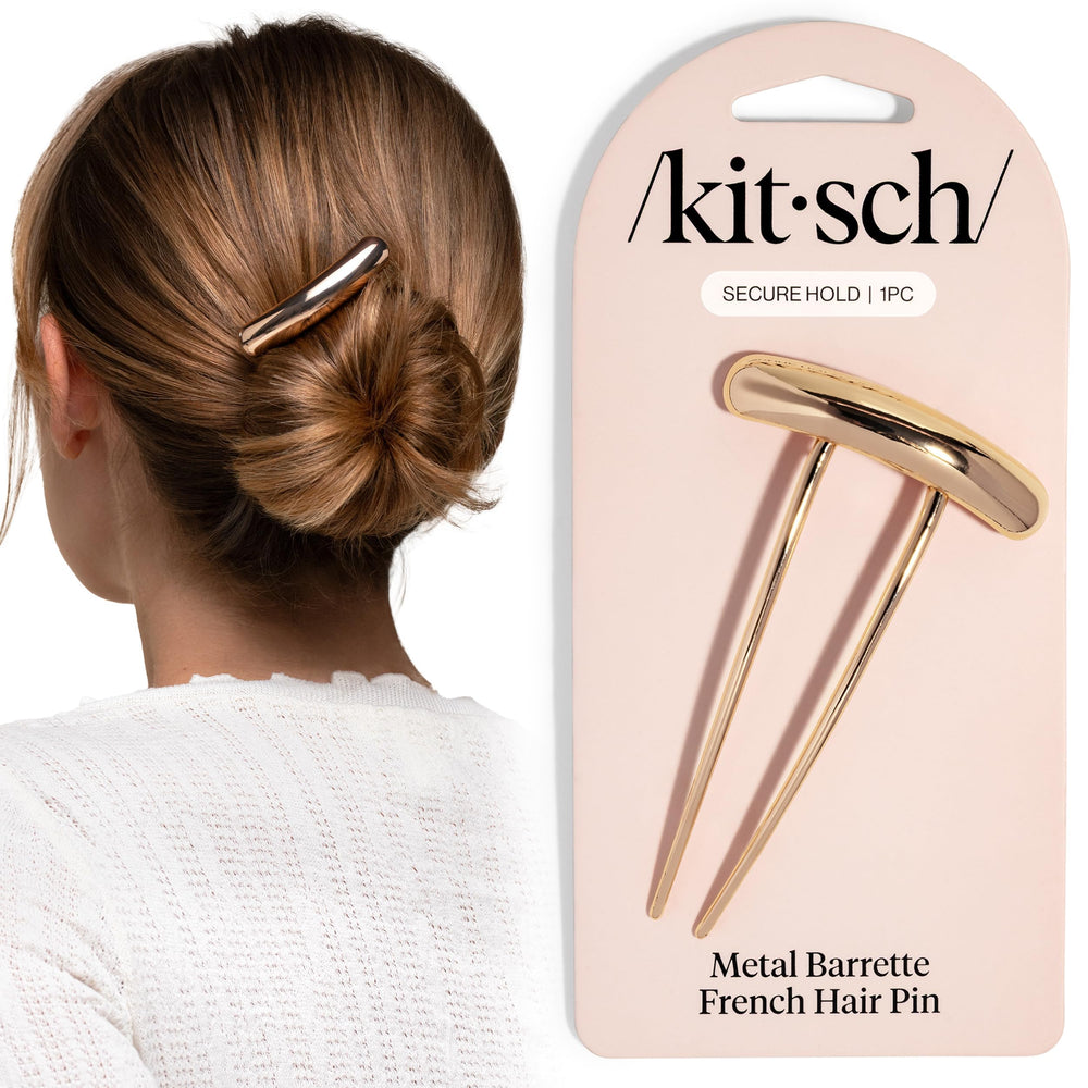 Kitsch gold french hair pin front view showing sleek design and everyday polish