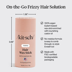 Kitsch before and after showing reduced frizz and sleeker hair