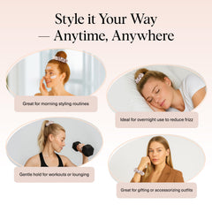 Kitsch scrunchie next to a coin showing size and lightweight portability