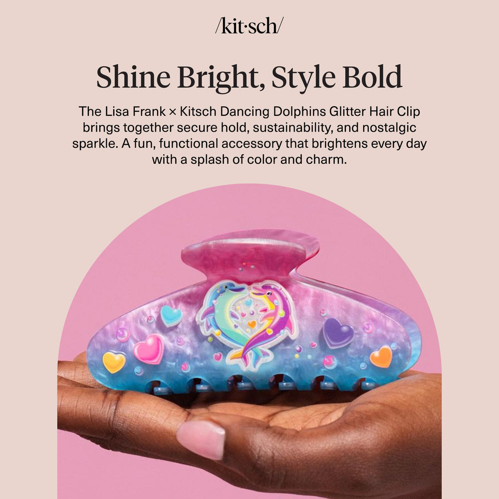 Kitsch lifestyle shot at beach styling hair with clip for comfortable all-day wear