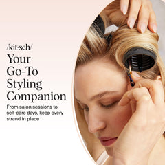 Kitsch clips displayed on vanity suggesting organized beauty workflow