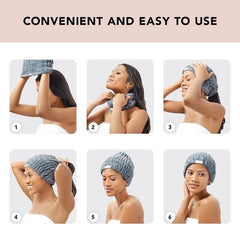 Kitsch Misty Blue in bathroom routine preventing water and cleansers on hair