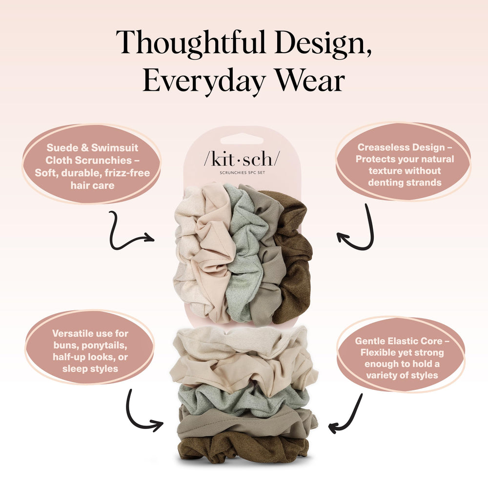 Kitsch scrunchie in a bun showing smooth finish and reduced hair damage