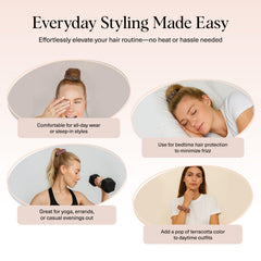 Kitsch scrunchie holding a high ponytail securely for movement and workouts