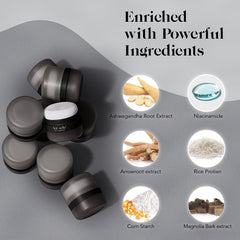 Kitsch powder texture detail showing rice-protein blend for oil absorption benefit