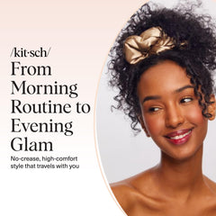 Kitsch scrunchie placed on bedside showing overnight wear comfort and protection