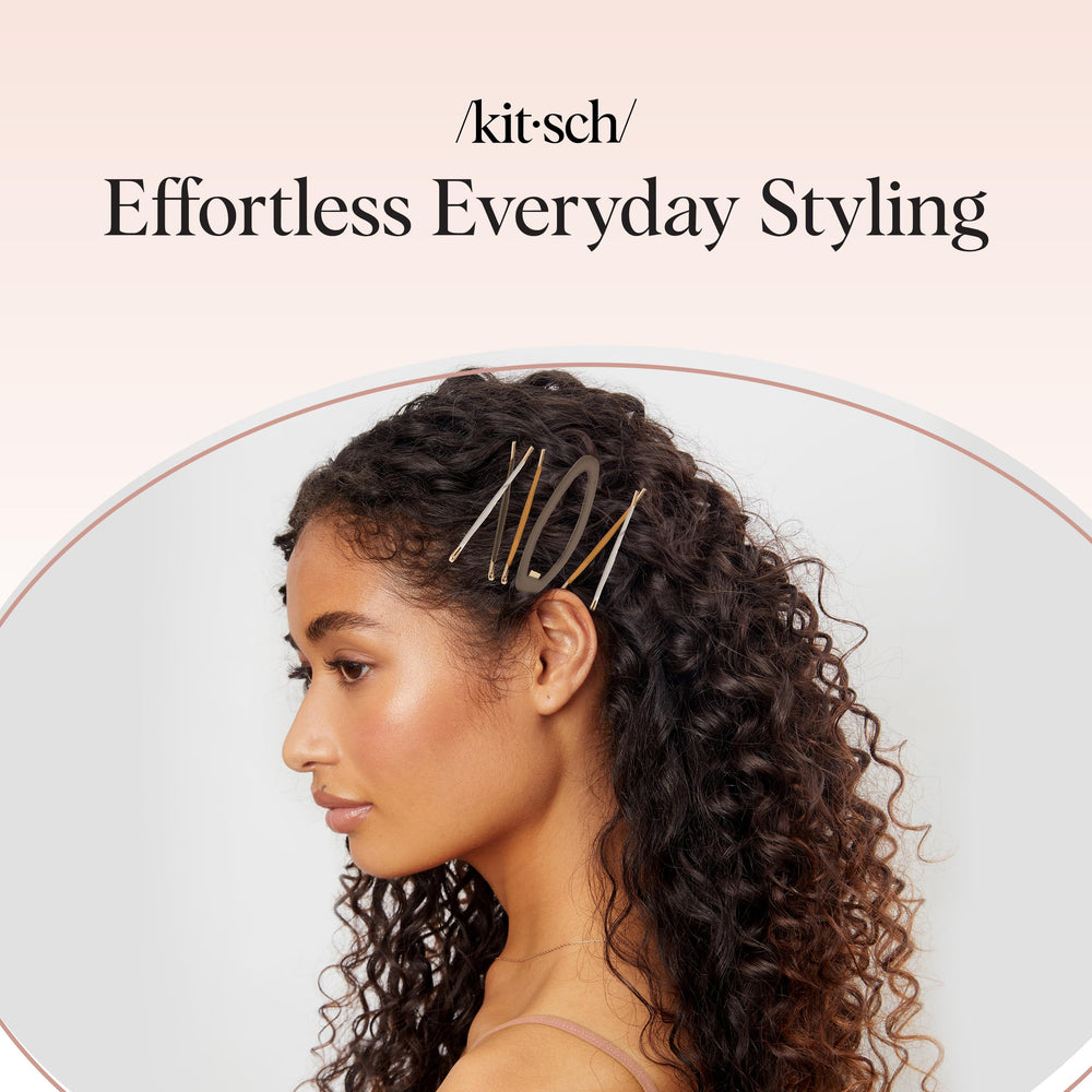 Kitsch lifestyle model wearing clips outdoors adding effortless polished style