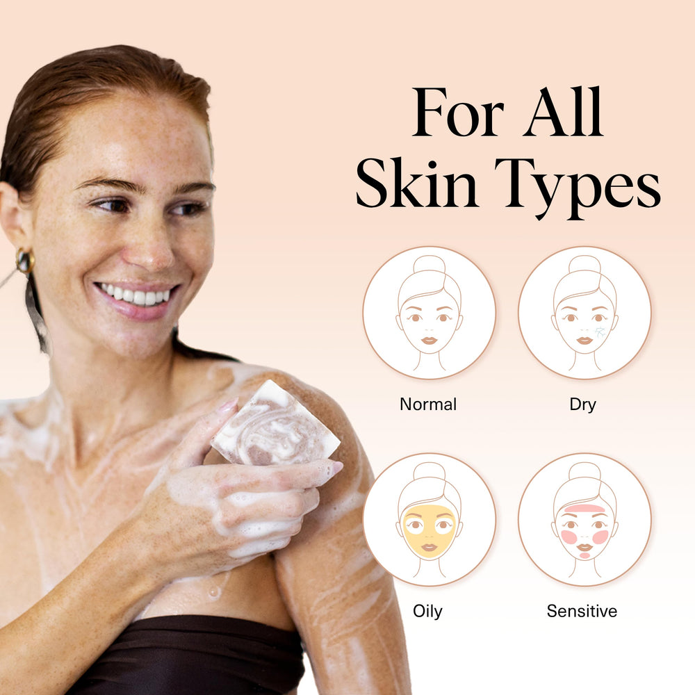 Scoop of shea butter beside Kitsch bar highlighting nourishing moisturizing benefit