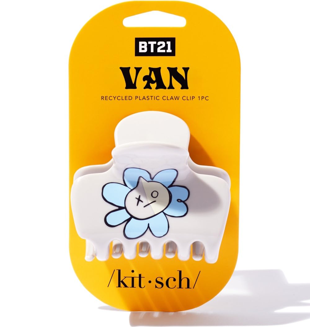Kitsch VAN front view showing recycled puffy clip and vibrant design benefit: eco-friendly fashion