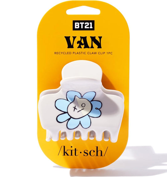 Kitsch VAN front view showing recycled puffy clip and vibrant design benefit: eco-friendly fashion