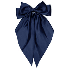 Kivzex dark blue satin bow front view showing elegant finish and instant outfit upgrade