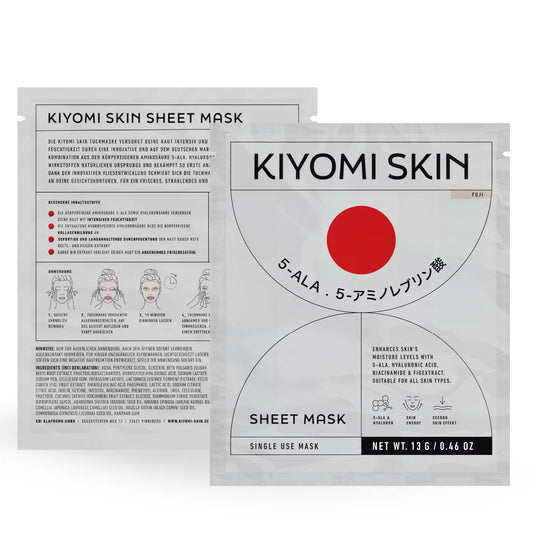 Kiyomi Skin front packaging showing mask sachet and benefits