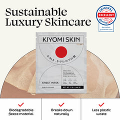 Kiyomi Skin key ingredients arranged to show hyaluronic and botanical blend
