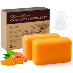 KlearBloom front packaging of two brightening soap bars, clear labeling and benefits