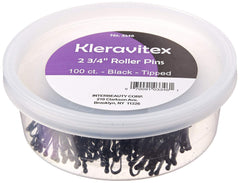 Kleravitex front packaging tub of 100 black jumbo bobby pins showing product convenience