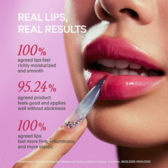 KNEMO sheer tint on lips showing plumping, luminous color benefit