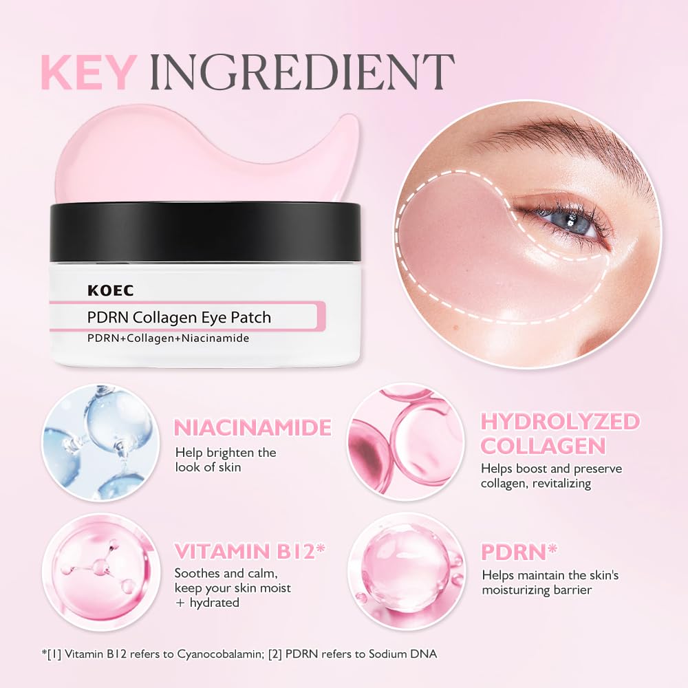 KOEC patches applied under eye demonstrating reduced puffiness and comfort