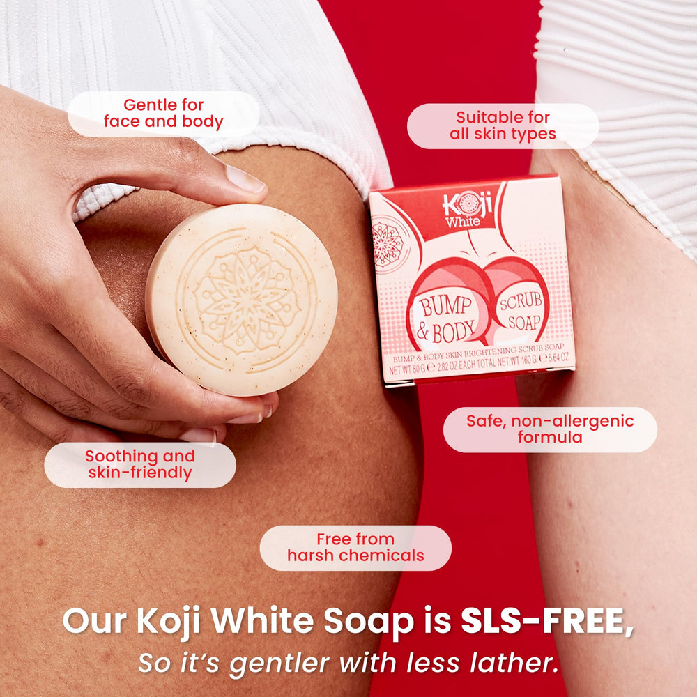 Koji White apricot shell powder detail emphasizing natural exfoliation action