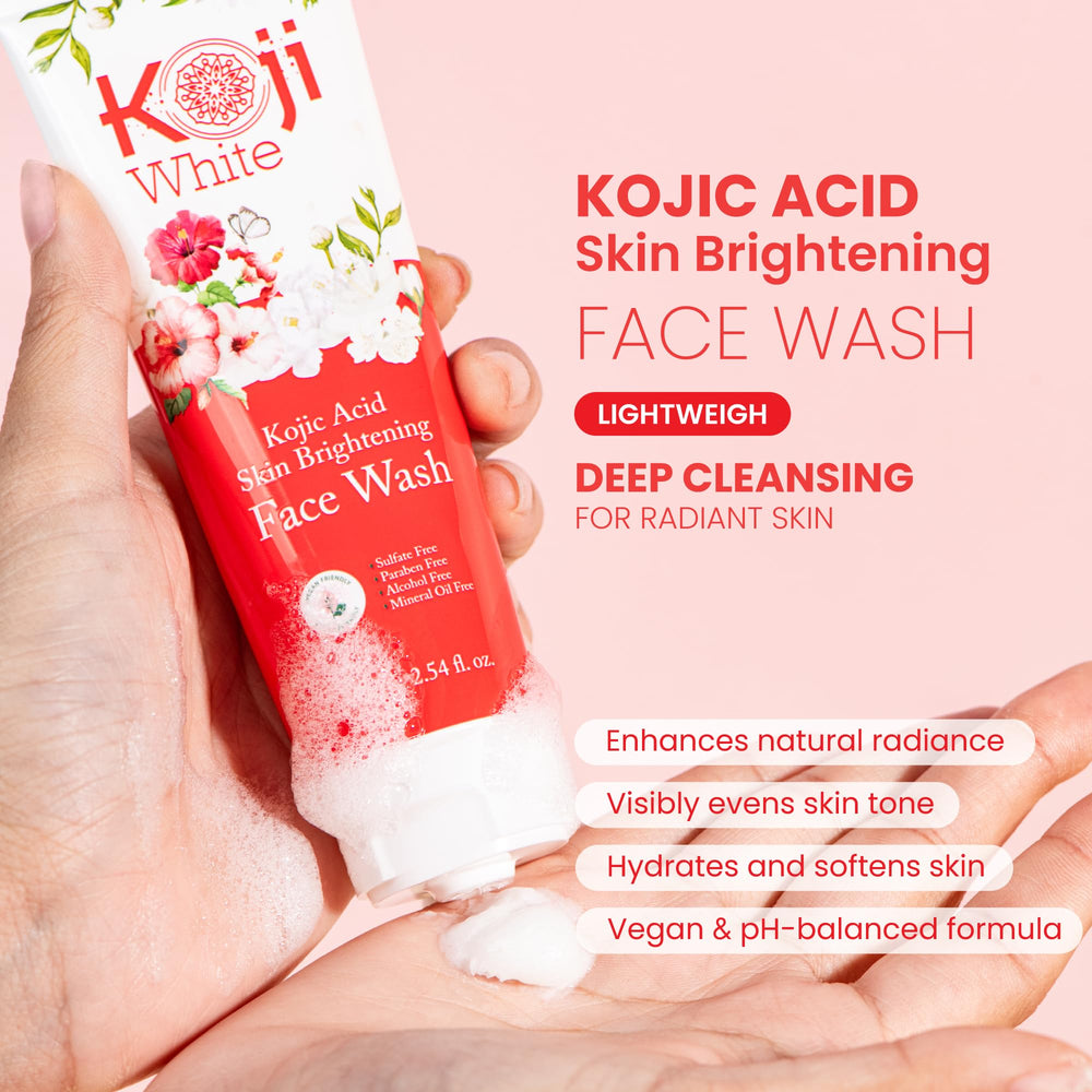 Koji White pump dispensing cream texture for gentle exfoliation