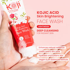 Koji White pump dispensing cream texture for gentle exfoliation