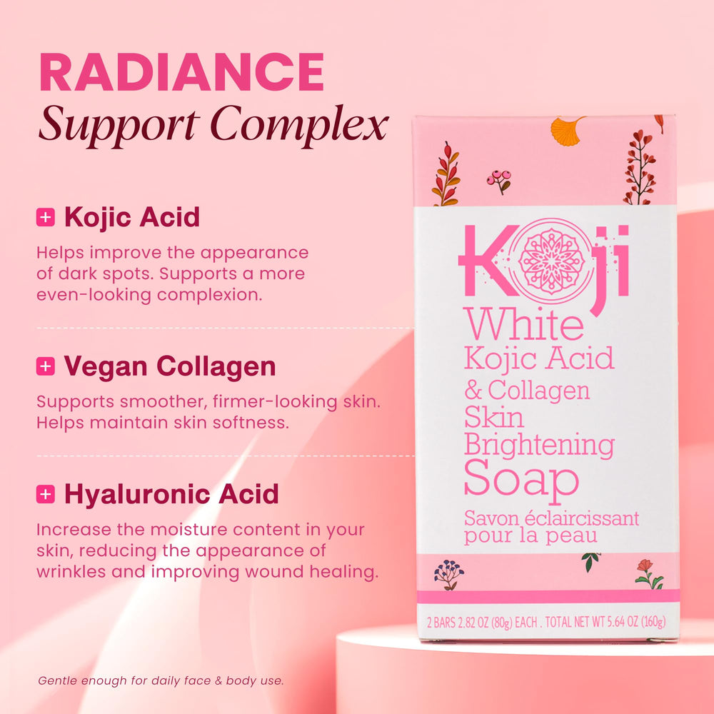 Koji White soap in hand showing size and travel-ready convenience benefit