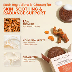 Koji White soap lather texture shown on hand demonstrating gentle cleansing foam