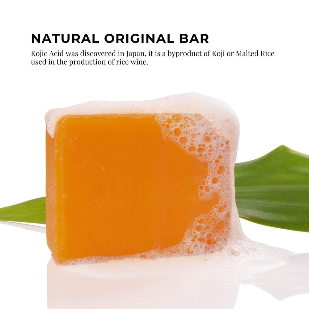 Kojie San 65g bar beside ruler showing compact travel-friendly size