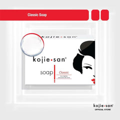 Kojie San bar on soap dish with drainage showing proper storage benefit