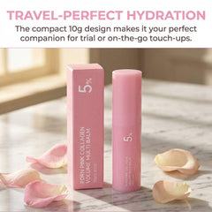Kojxou balm stick ingredient label close-up showing collagen-powered benefits