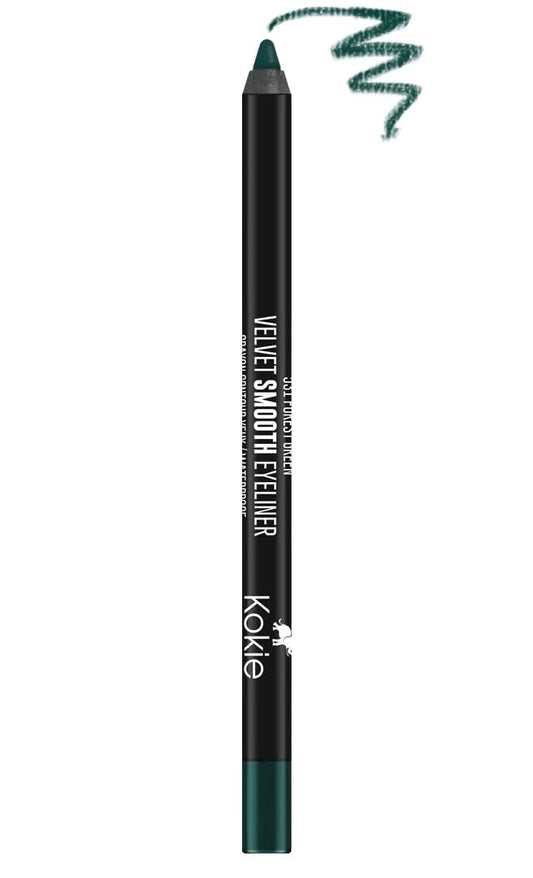 Kokie forest green pencil front view showing packaging and color payoff