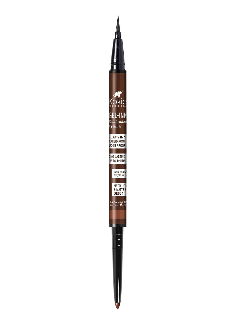 Kokie gel pencil texture stroke demonstrating creamy matte brown payoff for blending