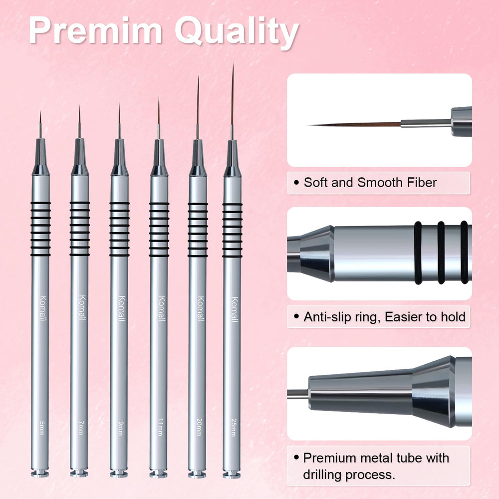 Komall brushes laid out by size showing range for varied techniques