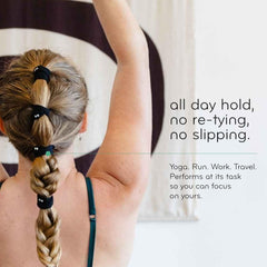 KOOSHOO hair tie worn as a wrist bracelet showing convenience and style