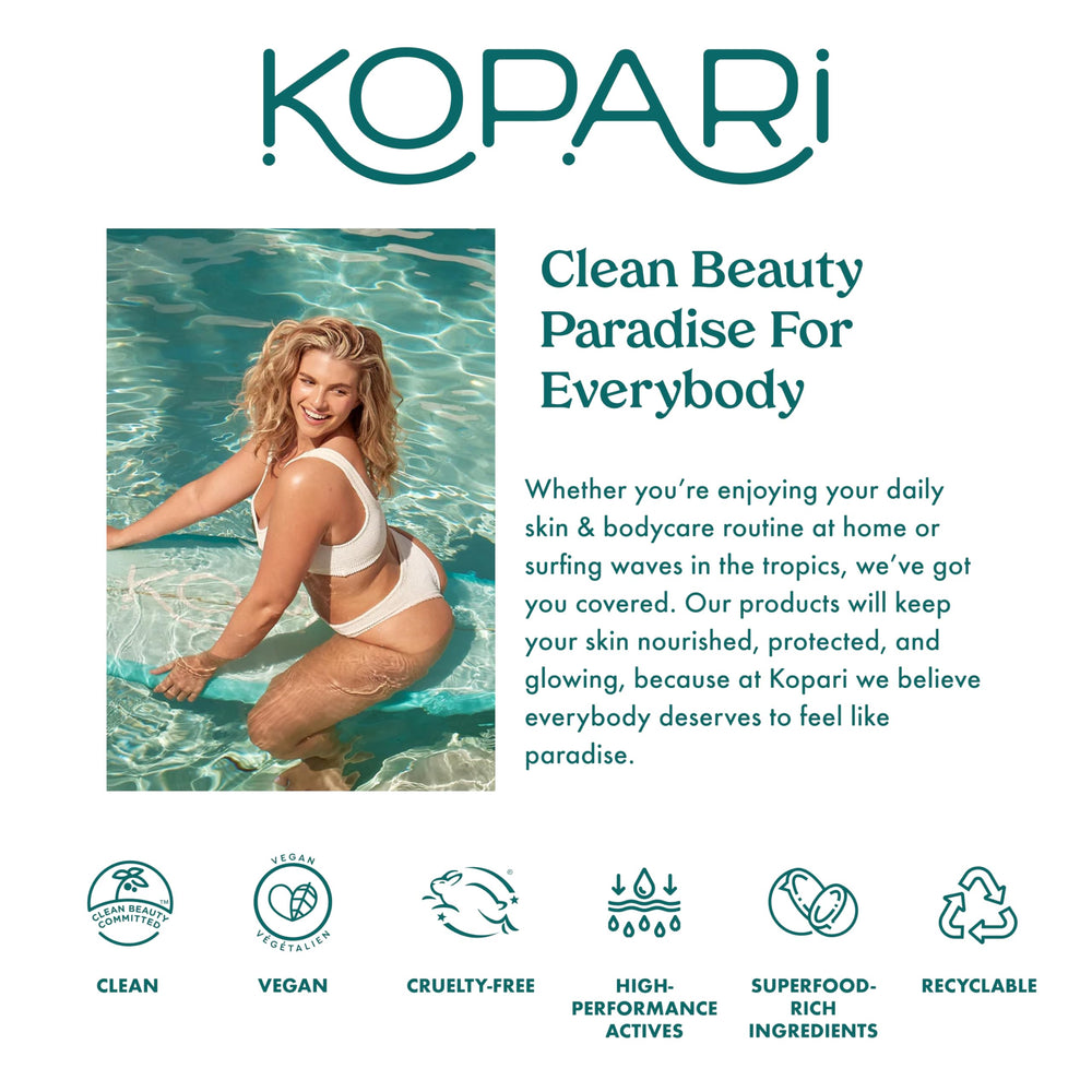 Kopari on bathroom vanity in lifestyle scene suggesting daily use