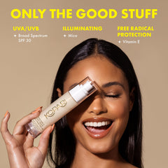 Kopari applied under foundation demonstrating smooth primer effect