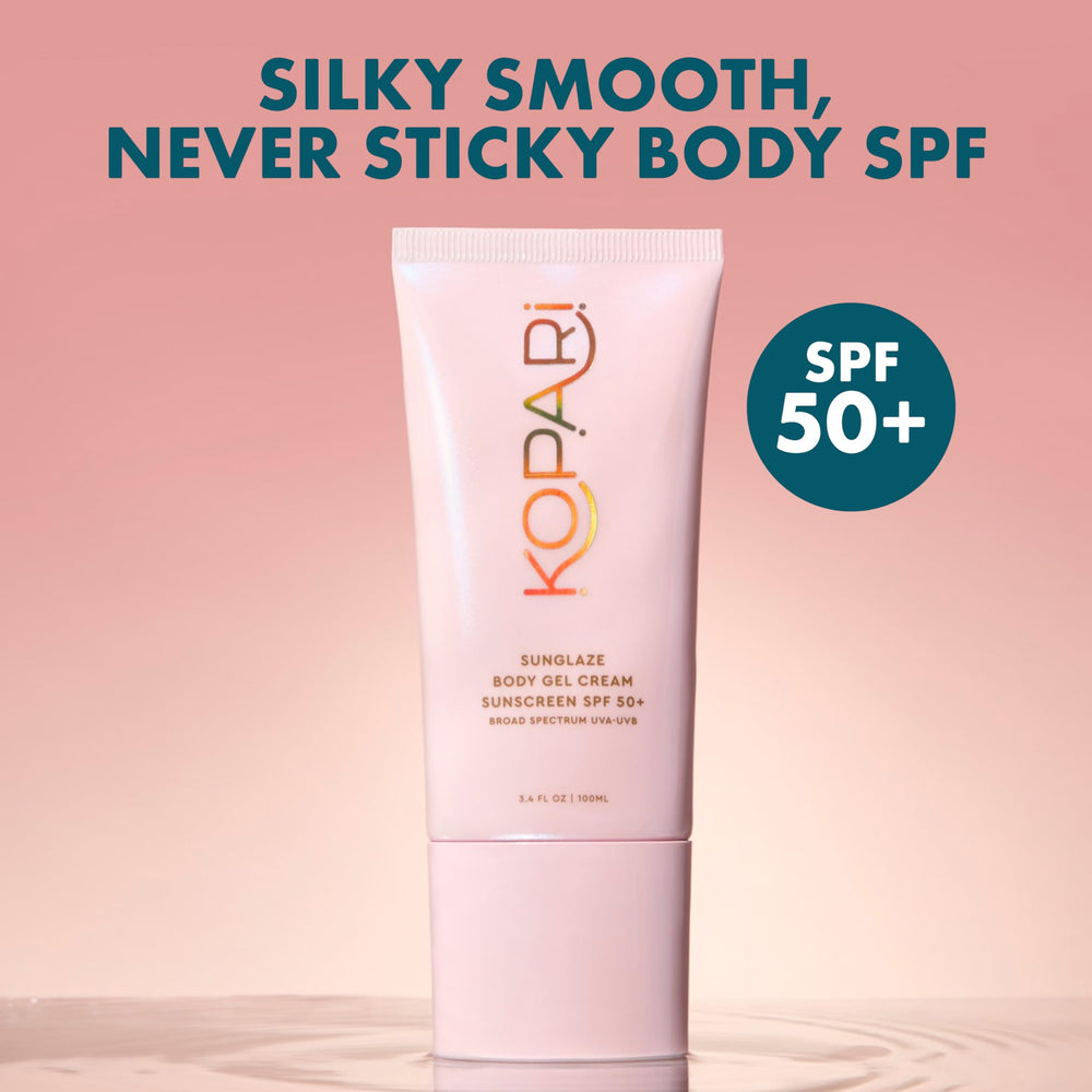 Kopari Sunglaze texture close-up highlighting lightweight gel-cream for quick absorption
