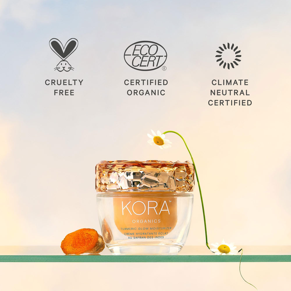 KORA Organics refillable glass jar detail emphasizing eco-friendly design