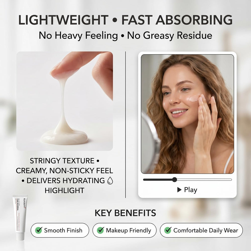 Koriderm Time Reverse cream on hand demonstrating lightweight spreadability