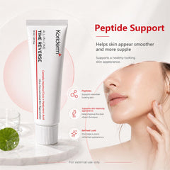 KORIDERM cream being dispensed to hand showing easy application benefit