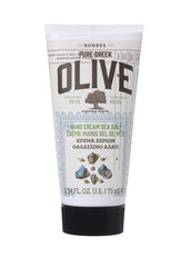 KORRES front tube showing olive hand cream and easy application