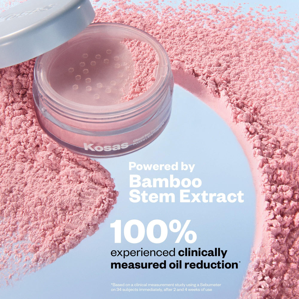Kosas Cloud Set loose powder texture close-up highlighting ultra-fine particles for smooth finish