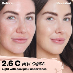 Close-up swirl of Revealer concealer texture highlighting smooth, blendable formula for natural finish