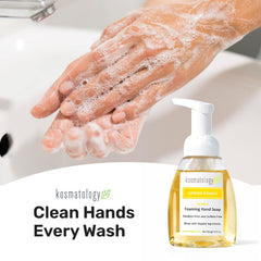 kosmatology dispenser producing foam during handwashing for efficient cleansing