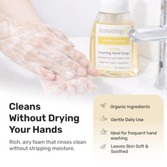 kosmatology foam texture on hand highlighting gentle moisturizing lather