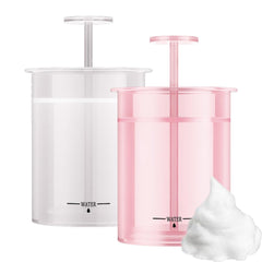KOVCOAP foamer front view showing pink and white units, compact and portable benefit