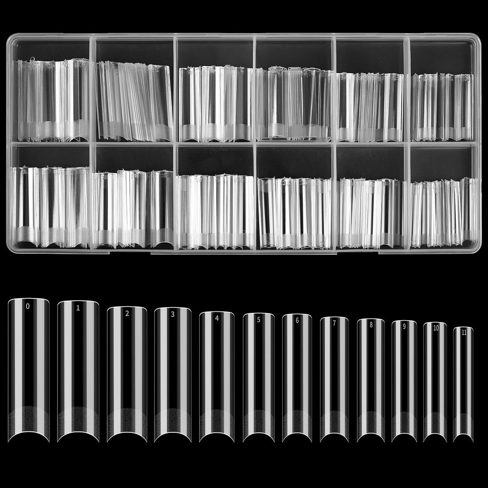 KOXXIAMOQ front packaging showing 240 clear XXL tips, compact storage benefit
