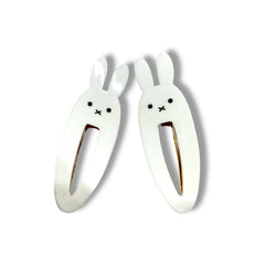 KOZUKI front view of the pack of two bunny hair clips showing playful design and secure hold